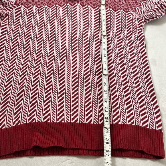 American Rag Sweater Mens Size Large Red Ivory Shawl Collar 100% Cotton Pullover - Picture 5 of 7